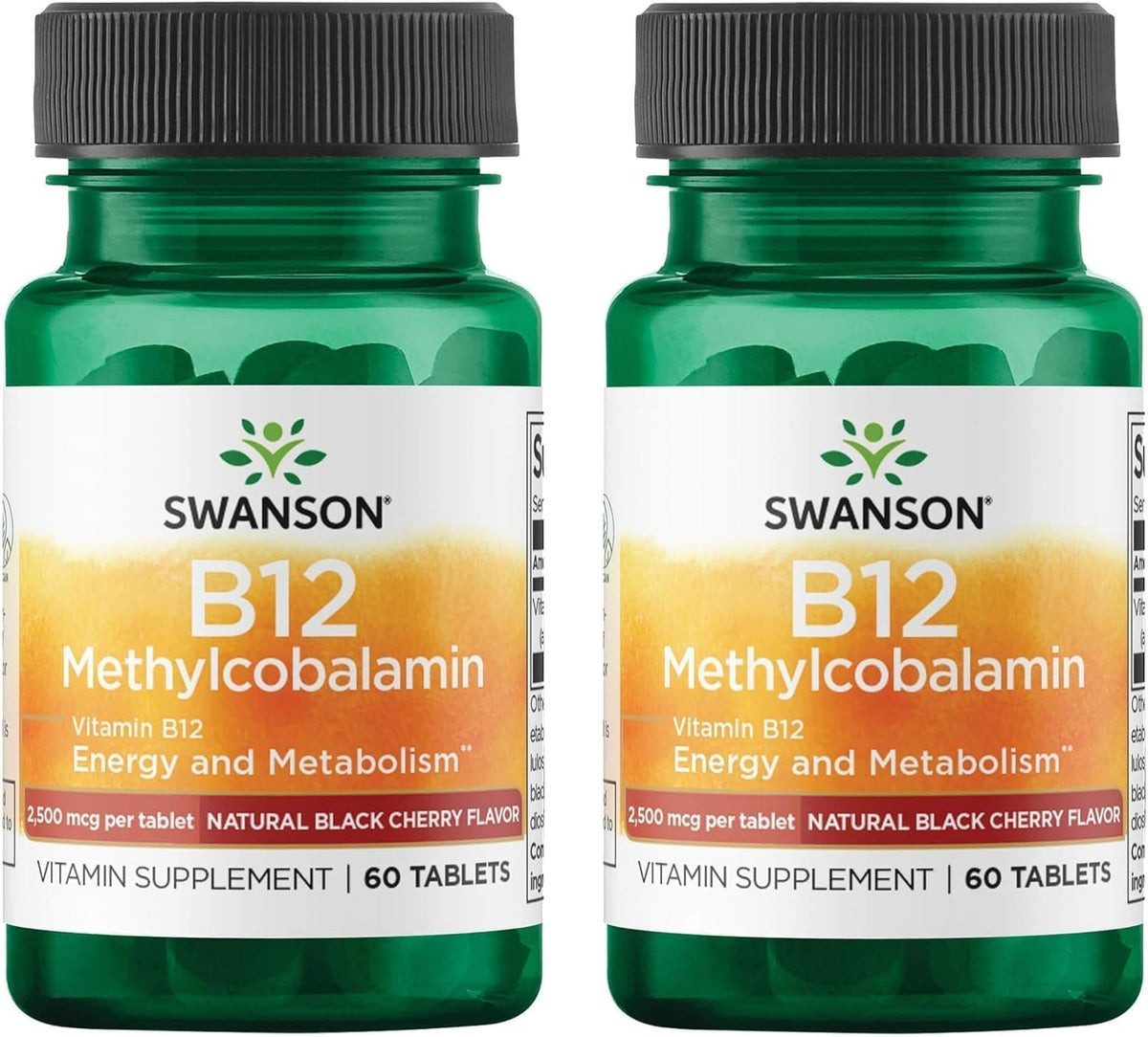 Swanson Vitamin B12 Methylcobalamin - Natural Black Cherry Flavoured 2500 mcg 60 Tablets (2 Pack) - görsel 1