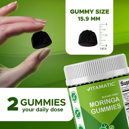 Vitamatic Moringa Gummies – Sugar-Free Superfood, 50:1 Extract, 240 Gummies