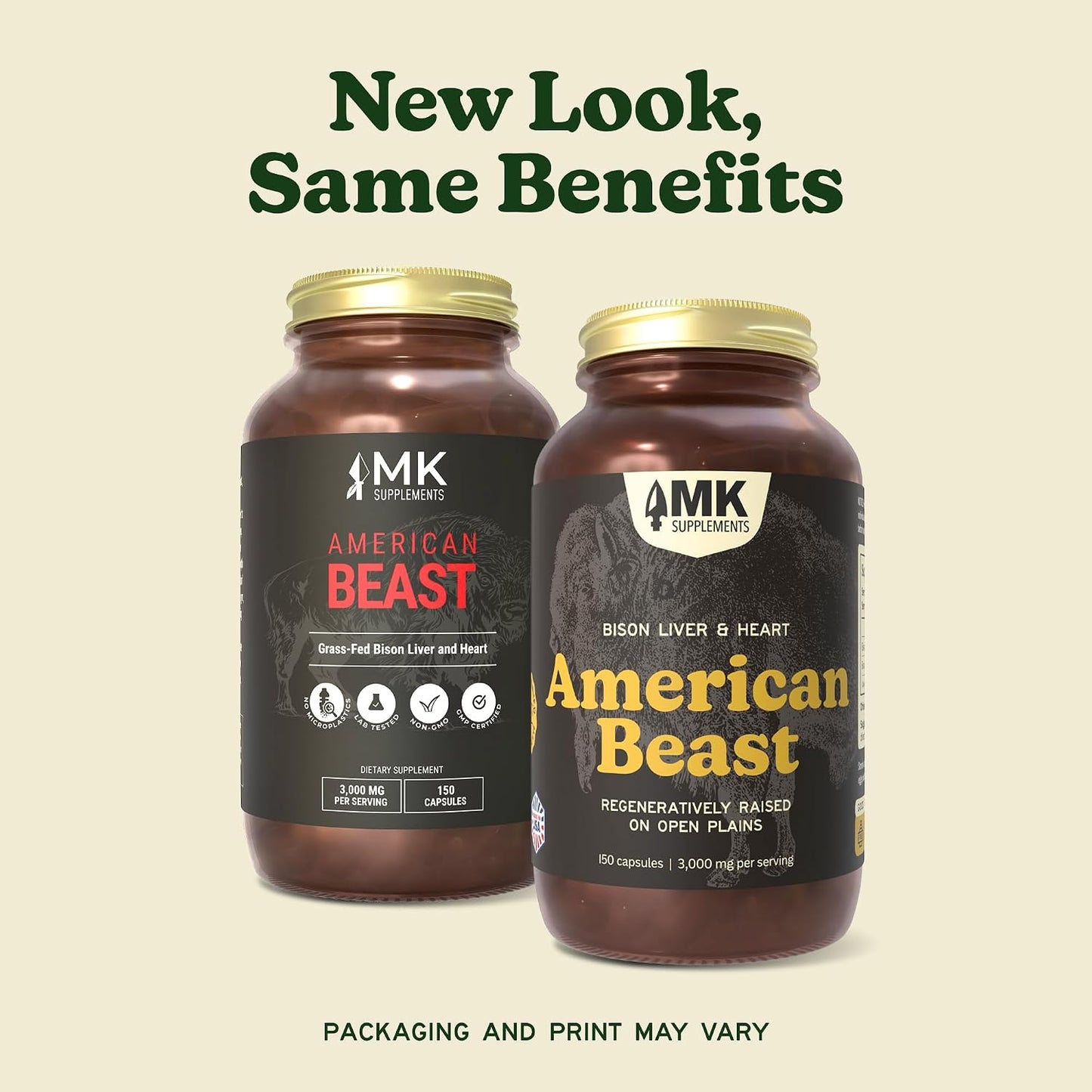 MK Supplements American Beast - Bison Liver & Heart Capsules (150 Capsules) - görsel 2