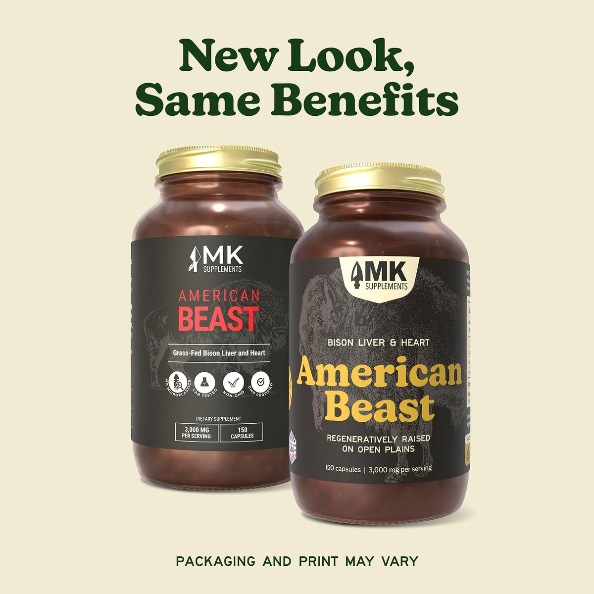 MK Supplements American Beast - Bison Liver & Heart Capsules (150 Capsules) - görsel 2