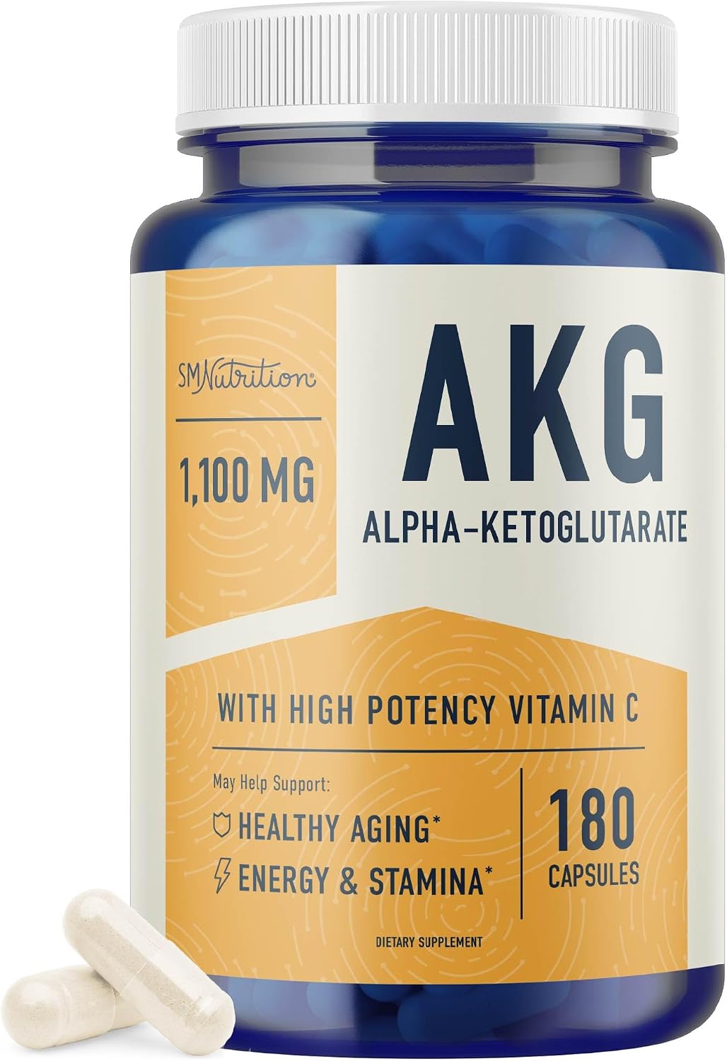 AKG Supplement - 1100mg AAKG with Calcium & Vitamin C - 180 Capsules - Vegan, Non-GMO - görsel 1