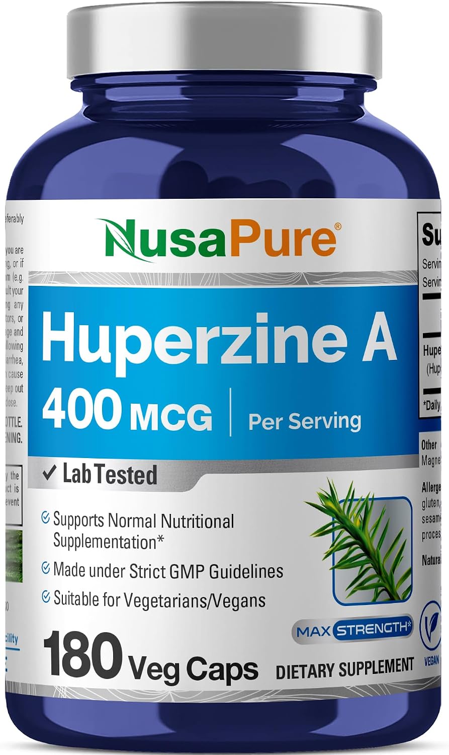 NusaPure Huperzine A 400mcg - 180 Veggie Capsules (Vegetarian, Non-GMO, Vegan) - görsel 1