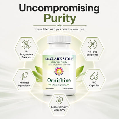 Dr Clark L-Ornithine 500mg - 100 Gelatine Capsules