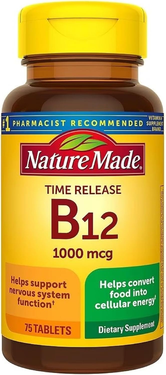 Nature Made Vitamin B12 1000 mcg Time Release Tablets - Energy Metabolism Support - 75 Count - görsel 1