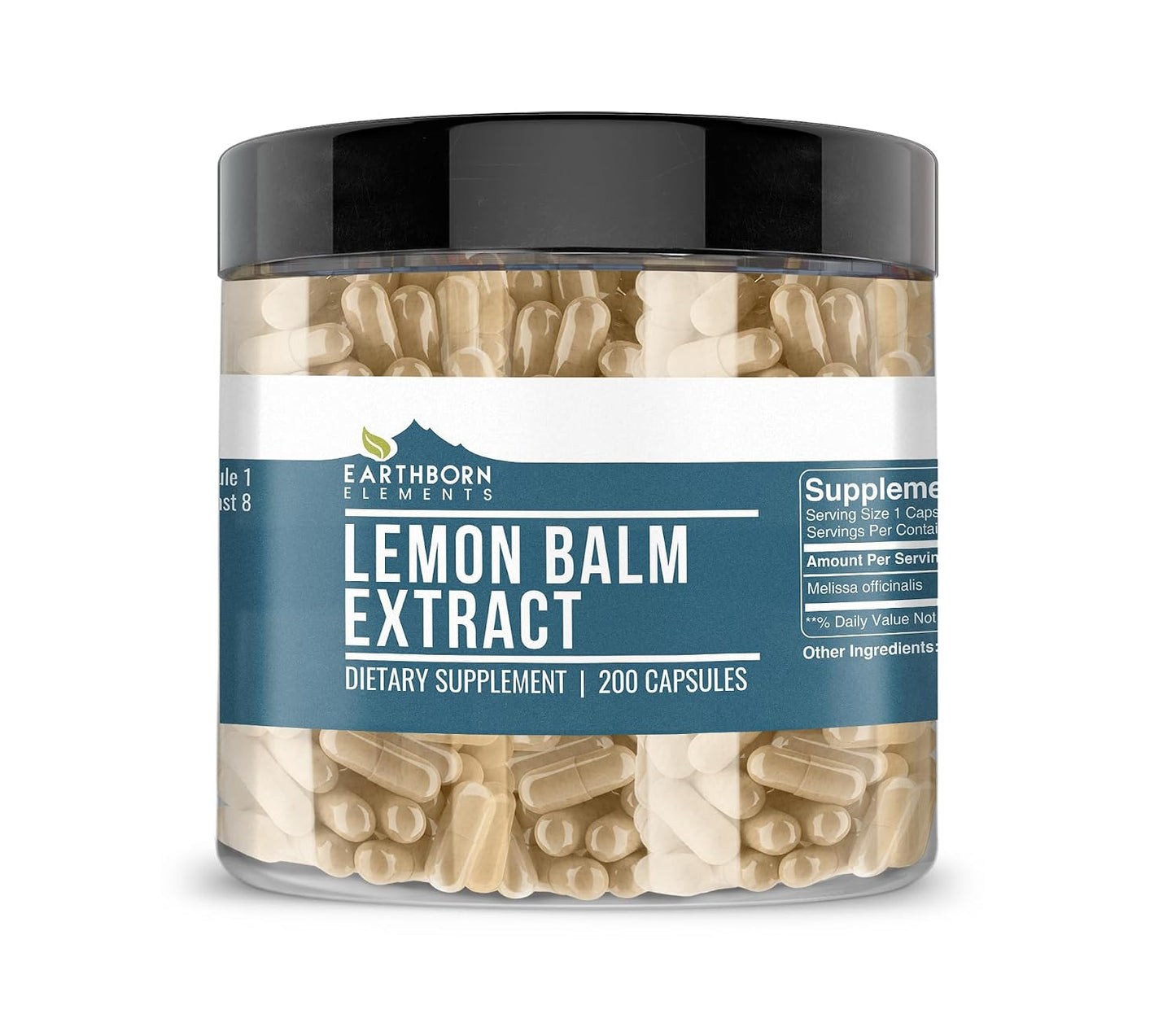 Earthborn Elements Lemon Balm Extract, Pure & Undiluted, 200 Capsules - görsel 1