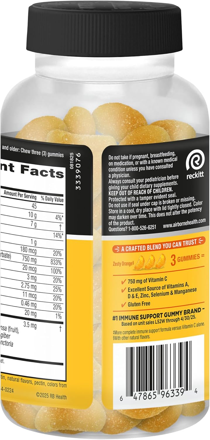 Airborne Immune Support Gummies, Zesty Orange, 63 Gummies - görsel 8