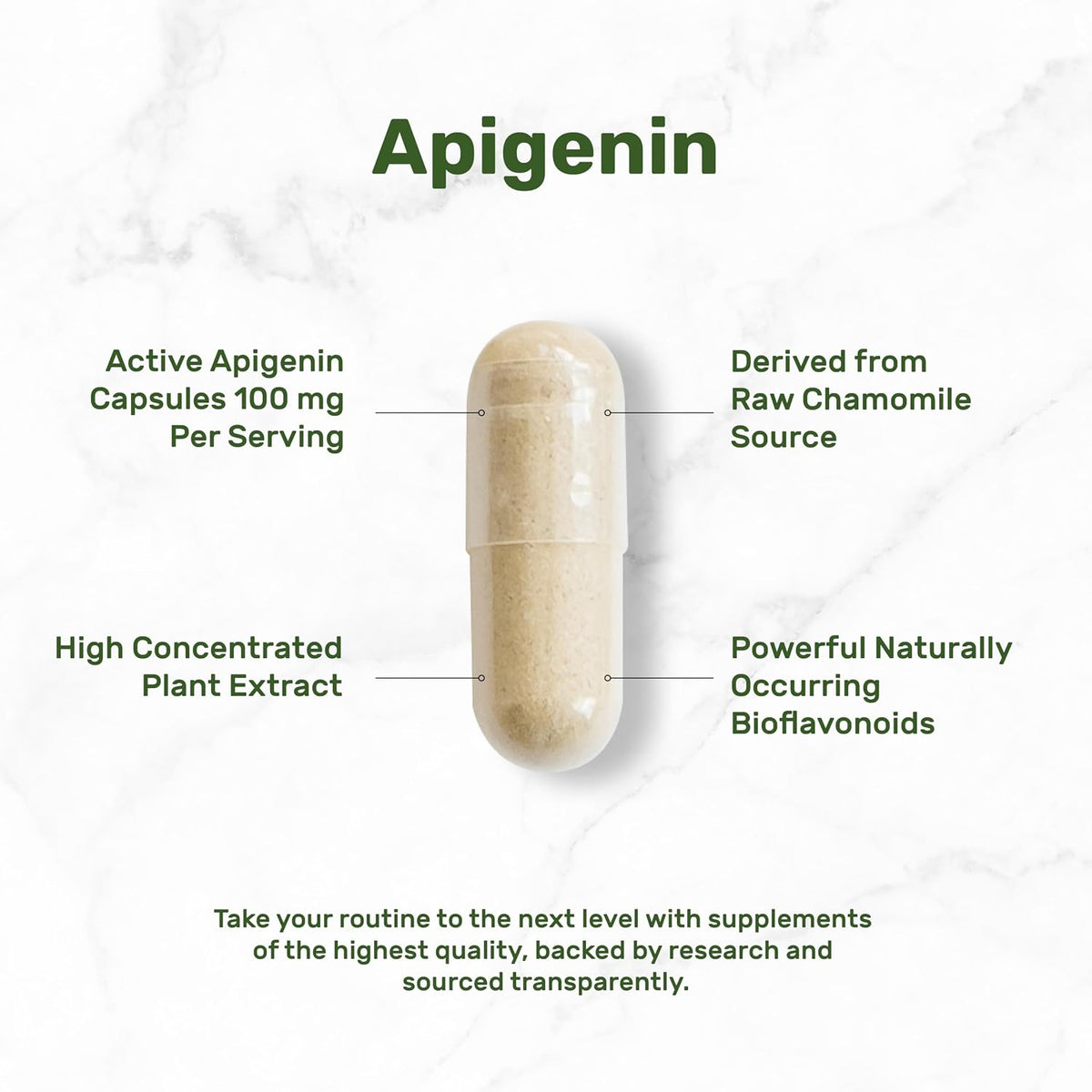Apigenin 100mg Capsules – Chamomile Extract – Sleep & Relaxation Support – Non-GMO - görsel 5