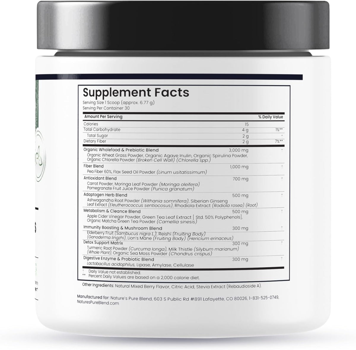 Nature's Pure Blend Super Greens Powder – Organic Greens Superfood Powder, Matcha Flavour, 30 Servings - görsel 8