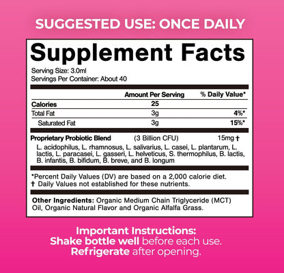 Organic Liquid Probiotic for Women - pH Balance, Feminine Health & Digestive Support - 15 Strains, 40 Servings