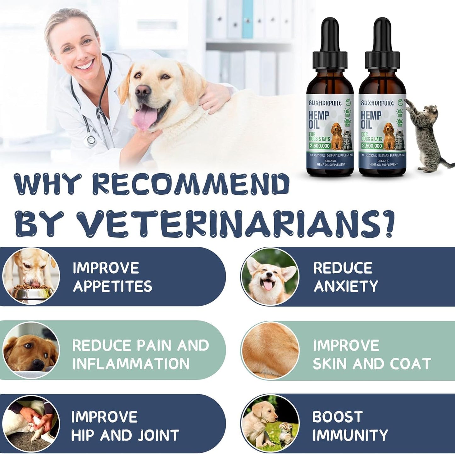 Organic Hemp Oil for Dogs and Cats - Omega-3 6 9 Supplement - Liquid Drops - görsel 4