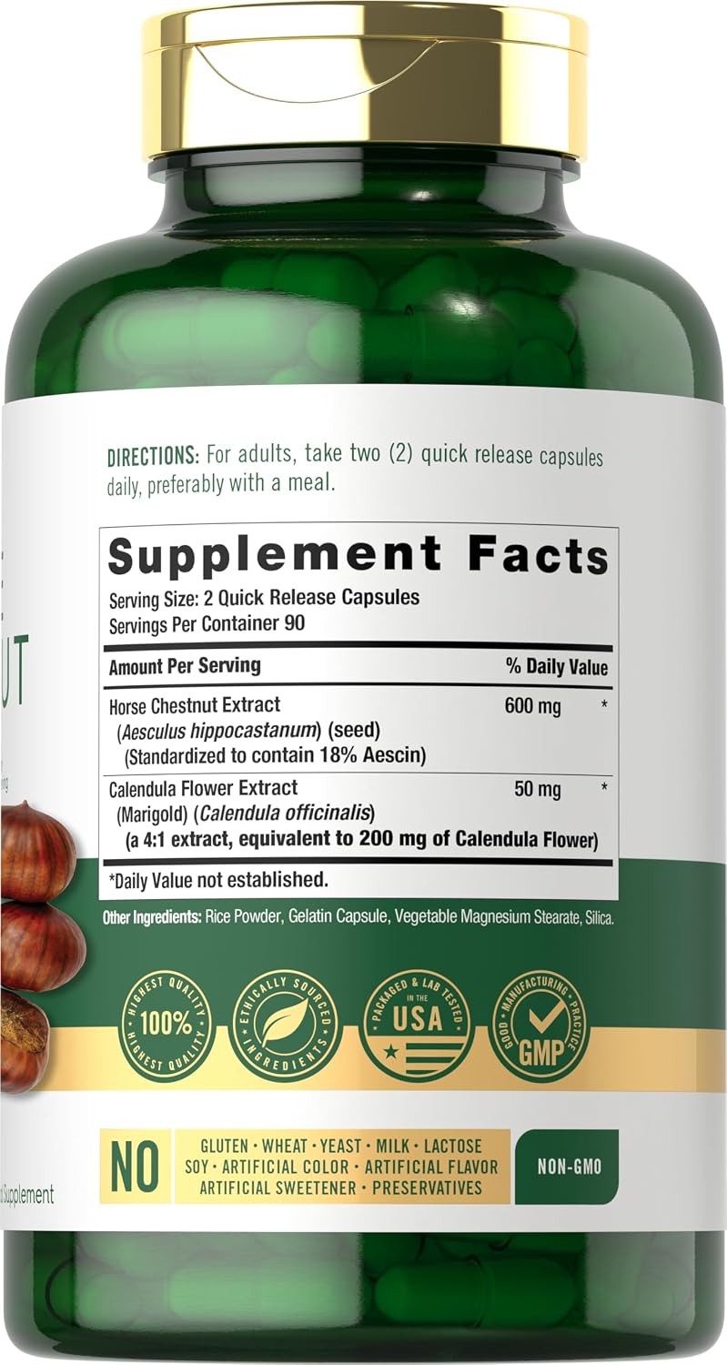 Carlyle Horse Chestnut Extract 600mg – 180 Capsules | Herbal Supplement - görsel 2