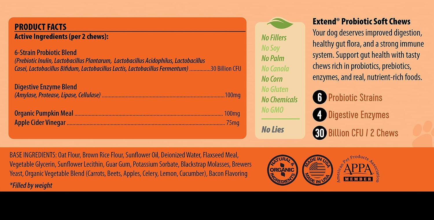 Extend Probiotics for Dogs - Digestive Health, Immune & Allergy Support - 100 Soft Chews - görsel 7