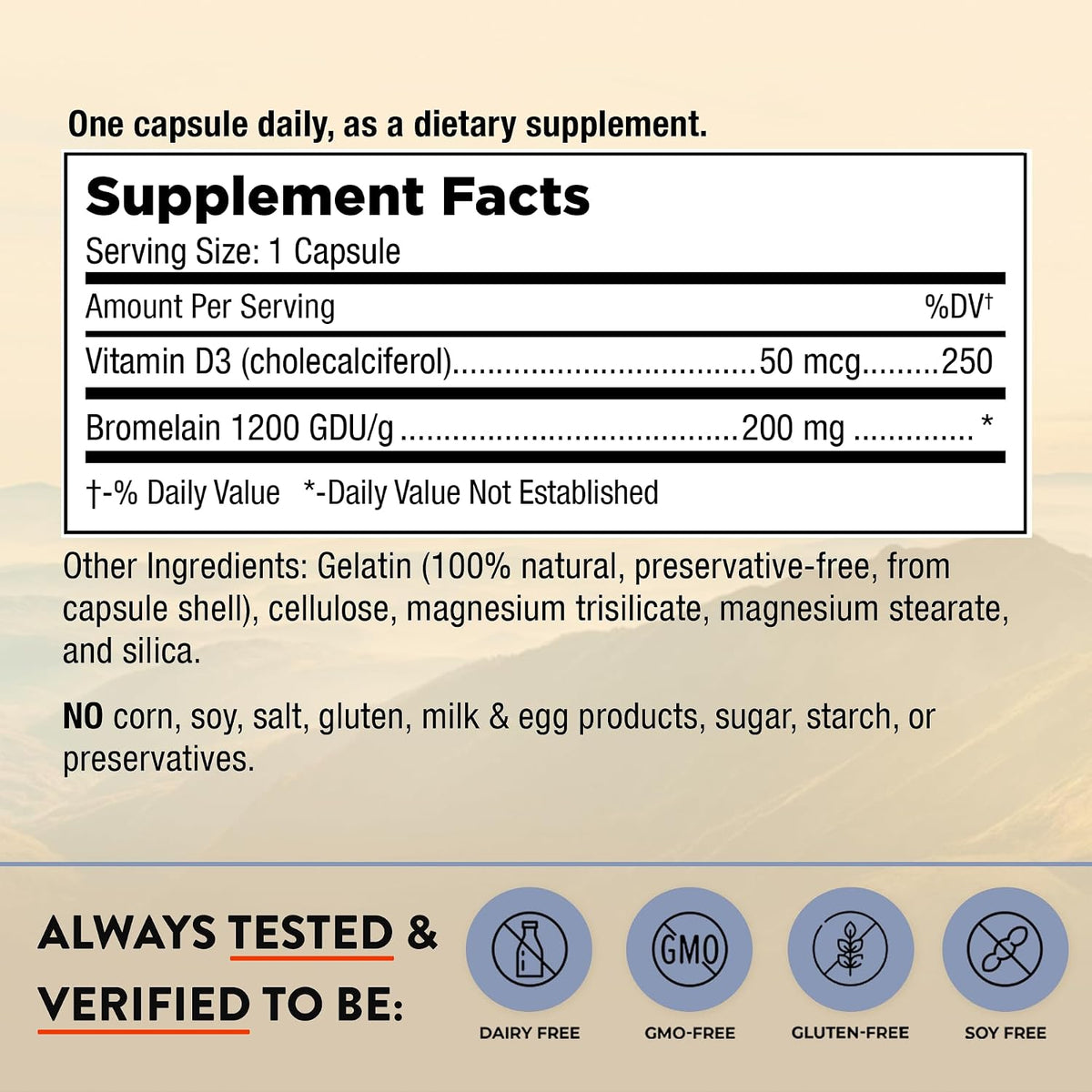 Mt. Angel Vitamins - Good Vitamin D, 2000 IU Vitamin D3 with Bromelain (60 Capsules) - görsel 2