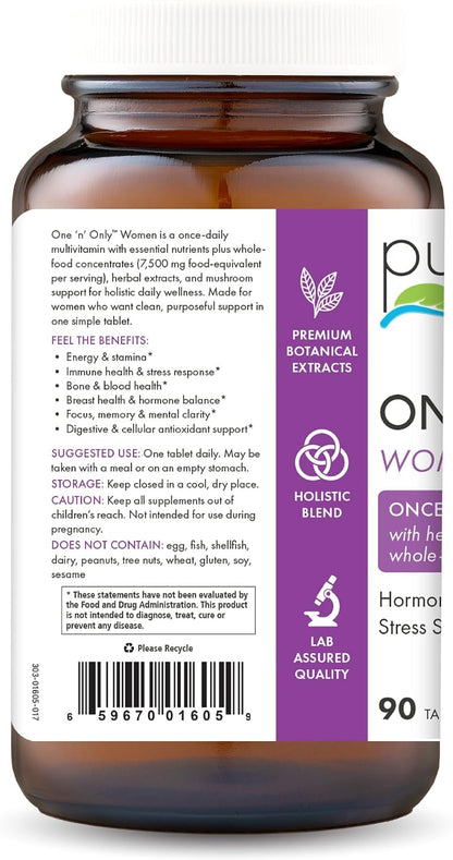 Pure Essence Labs One N Only Multivitamin for Women - Natural One a Day with Vitamin D3, B12 and Biotin - 90 Tablets