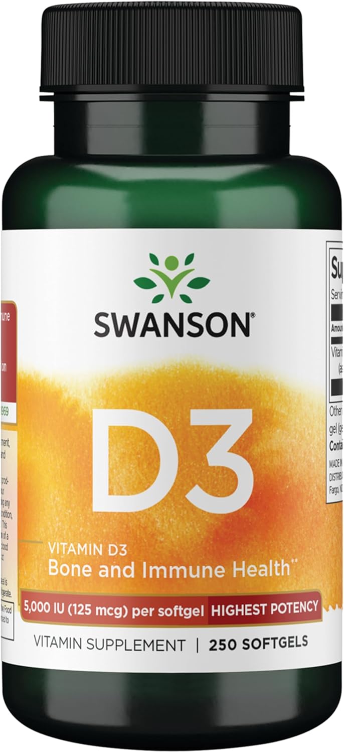 Swanson Vitamin D3 5,000 IU (125 mcg) – 250 Softgels - görsel 1
