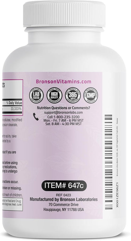 Bronson Ultra Biotin 10,000 mcg - Hair, Skin and Nails Food Supplement, 360 Vegetarian Capsules