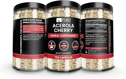 Pure Original Ingredients Acerola Cherry Vitamin C – 730 Capsules, No Fillers