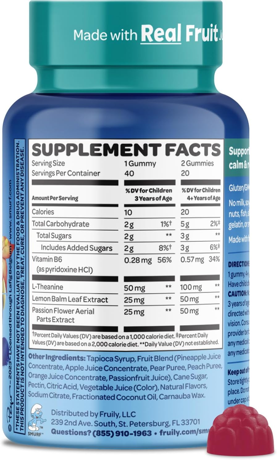 Smurfs Kids Calm Gummies | Calming Gummies with Lemon Balm & L-Theanine | Doctor Formulated | 20 Servings - görsel 7