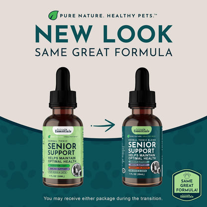 Animal Essentials Senior Support for Dogs & Cats Supplement - Milk Thistle & Herbal Blend, 30 ml