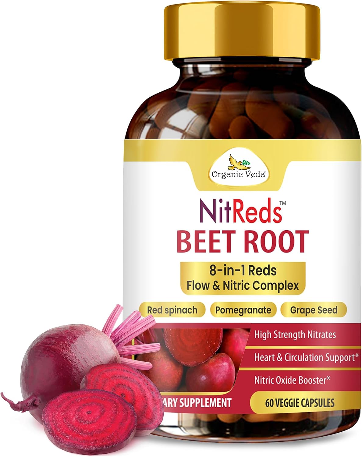 NitReds Beetroot Nitric Oxide Food Supplement – 60 Capsules - görsel 1