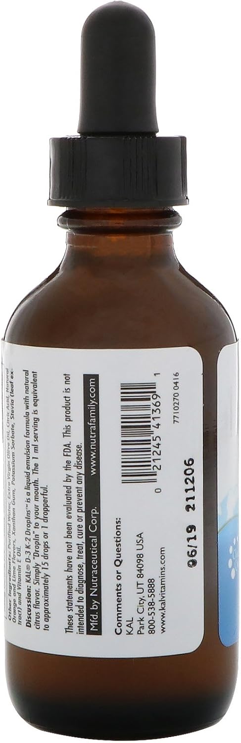 Kal 5000 IU D-3 K2 Citrus Dropins, 60 ml - görsel 3