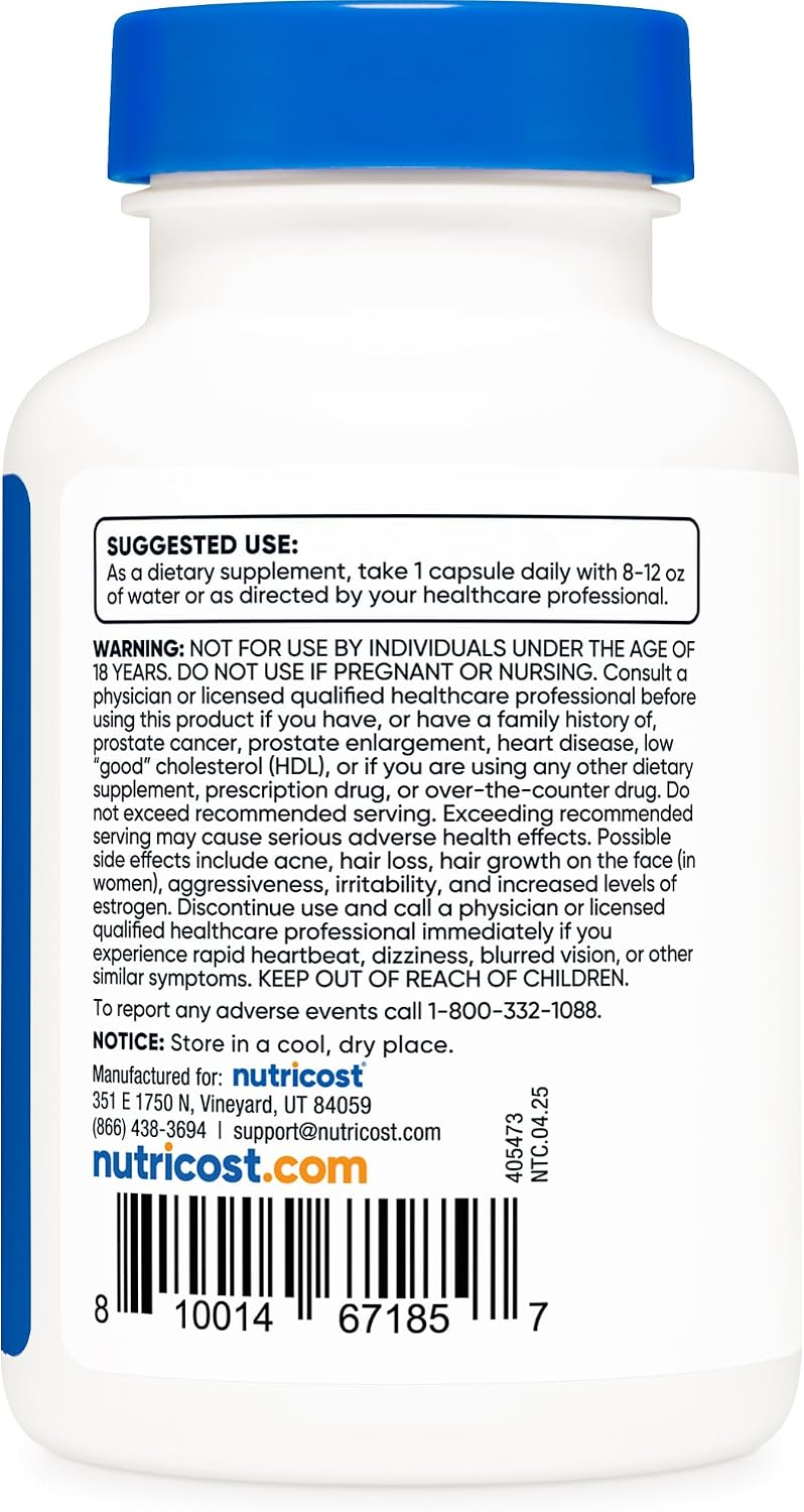 Nutricost DHEA 25mg, 120 Capsules – Gluten-Free, Non-GM Supplement - görsel 4