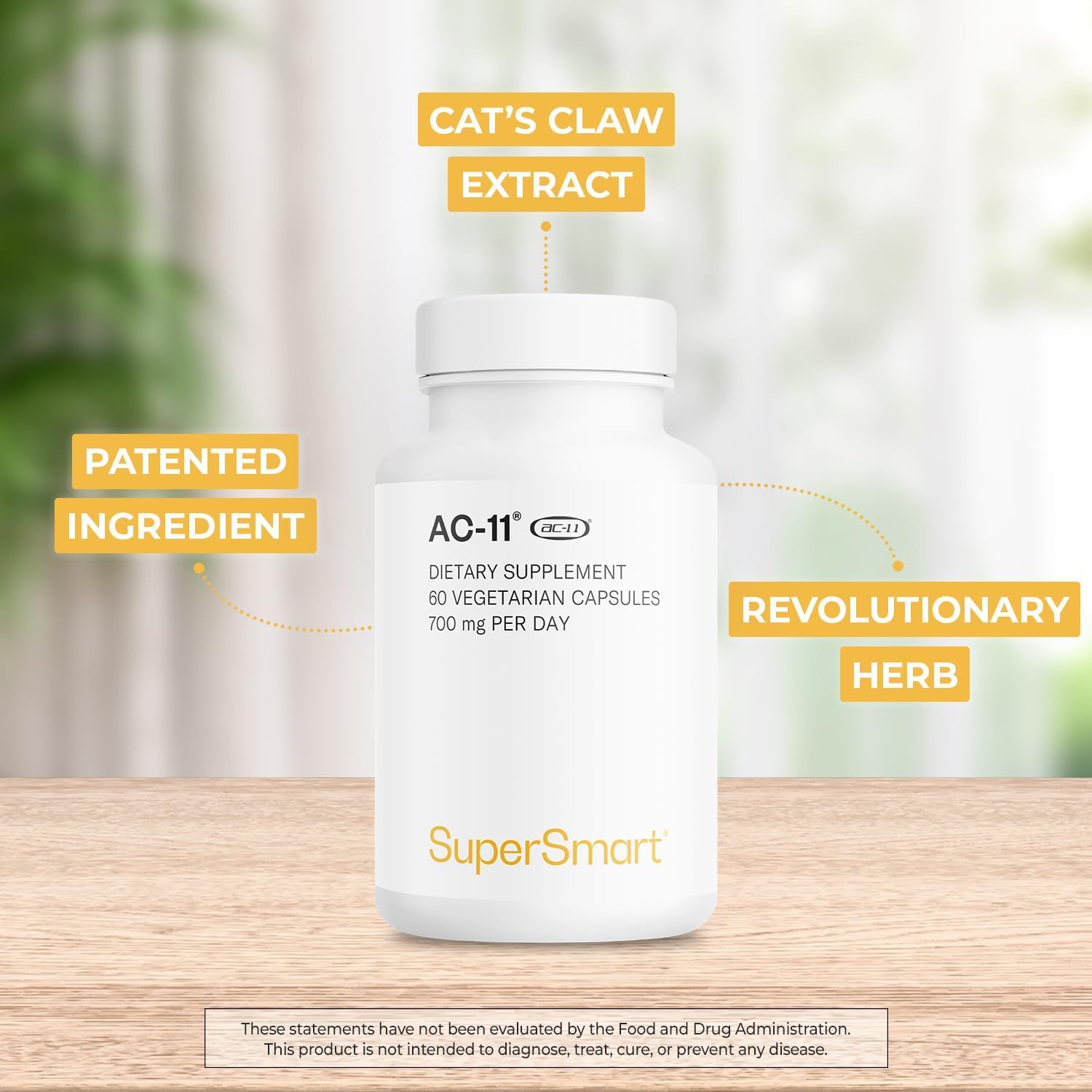 Supersmart AC-11 Supplement – Cat’s Claw Extract – Non-GM & Gluten-Free – 60 Vegetarian Capsules - görsel 3