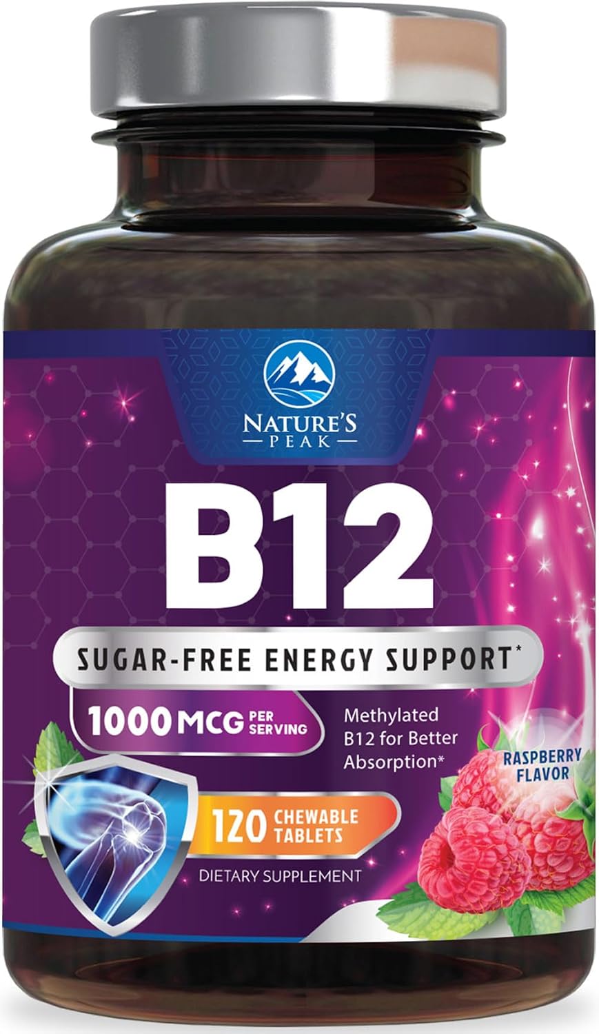 Nature's Peak Vitamin B12 Complex (Methylcobalamin) 1000 mcg - Chewable Tablets, Berry Flavour - 60 Tablets - görsel 10