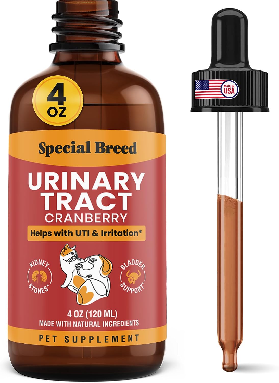 Cat and Dog Urinary Tract Infection Treatment – Natural UTI Relief with Cranberry Drops – Kidney and Bladder Support – Helps Incontinence, Frequent Urination, Bladder Stones – Pet Renal Care Drops - görsel 8