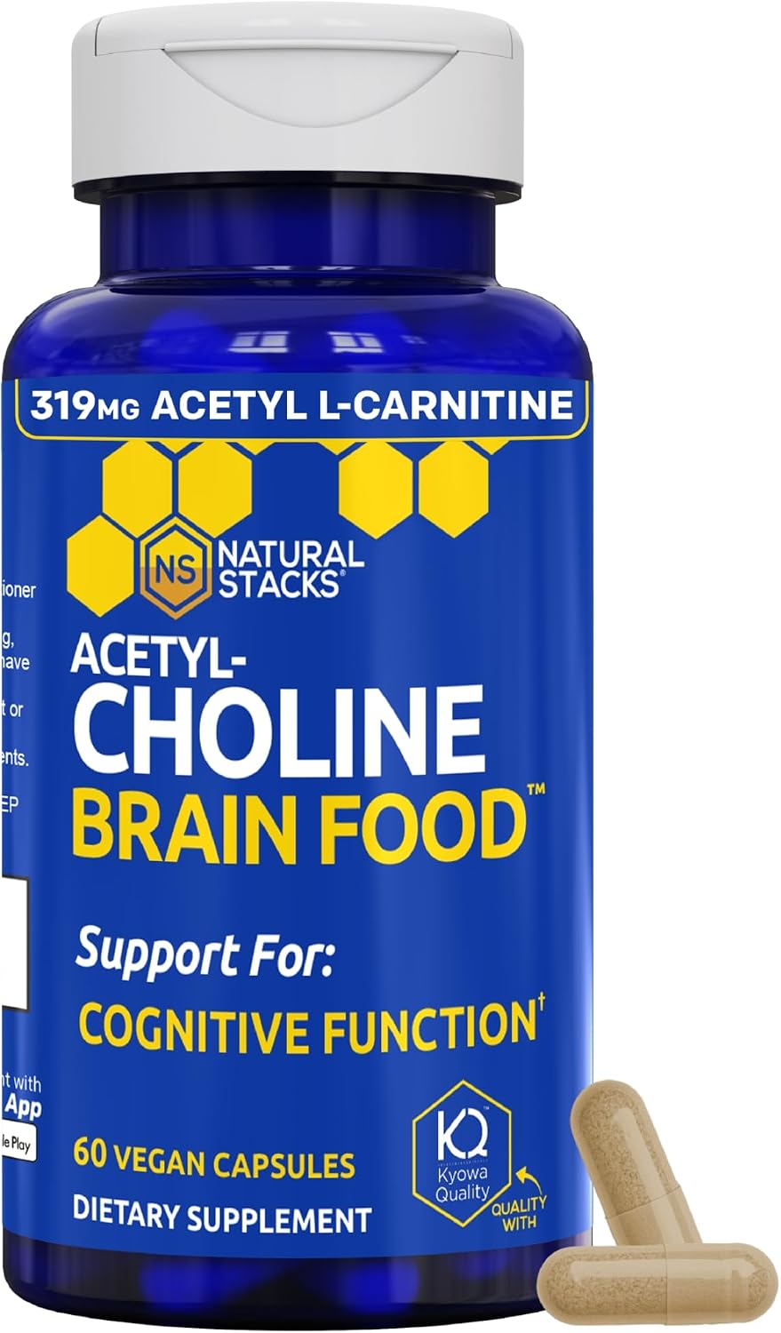 Acetylcholine Brain Food - Acetyl L-Carnitine & Alpha GPC Supplement - Supports Acetylcholine Production - Neurotransmitter Supplement for Cognitive Function - 60 Capsules - görsel 1