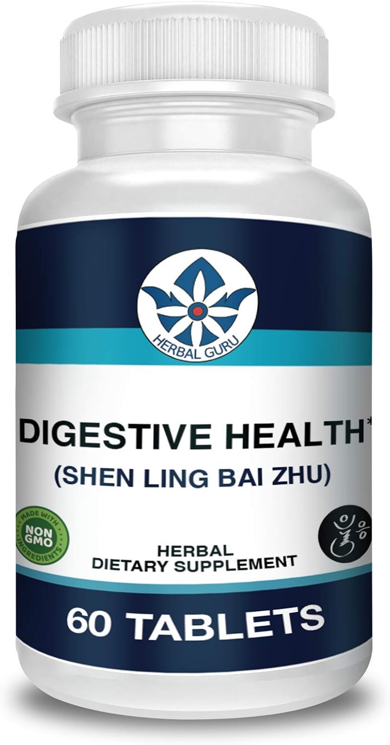 Herbal Guru Digestive Health (Shen Ling Bai Zhu) Herbal Support Supplement, 60 Vegetarian Capsules - görsel 1