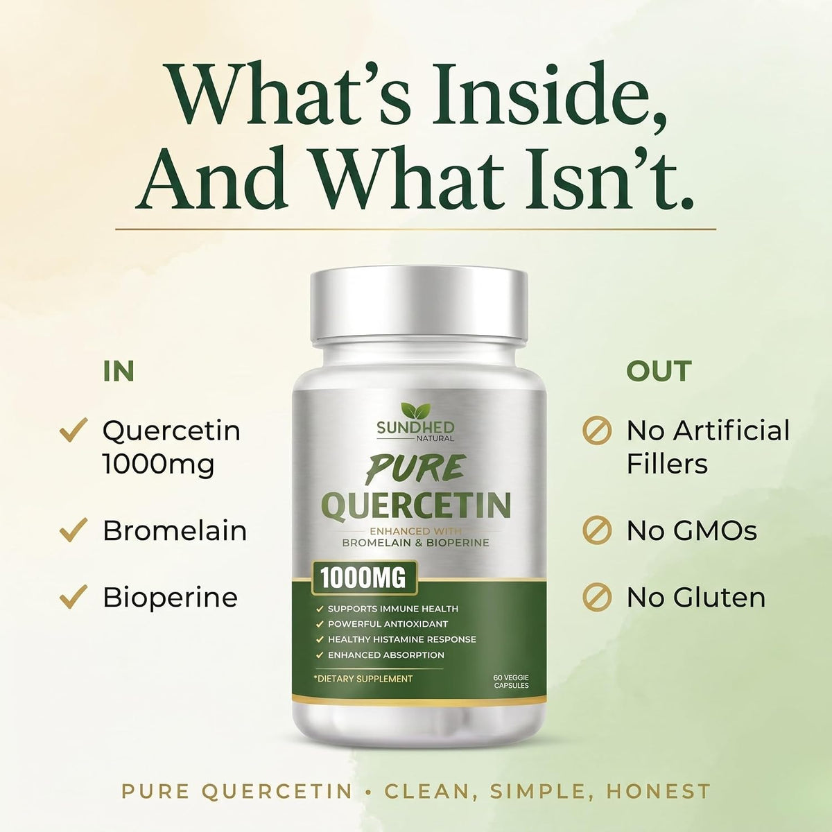 Pure Quercetin with Bromelain and Bioperine - Antioxidant Support, Extra Strong Formula with 1000mg, 1-Month Supply - görsel 5
