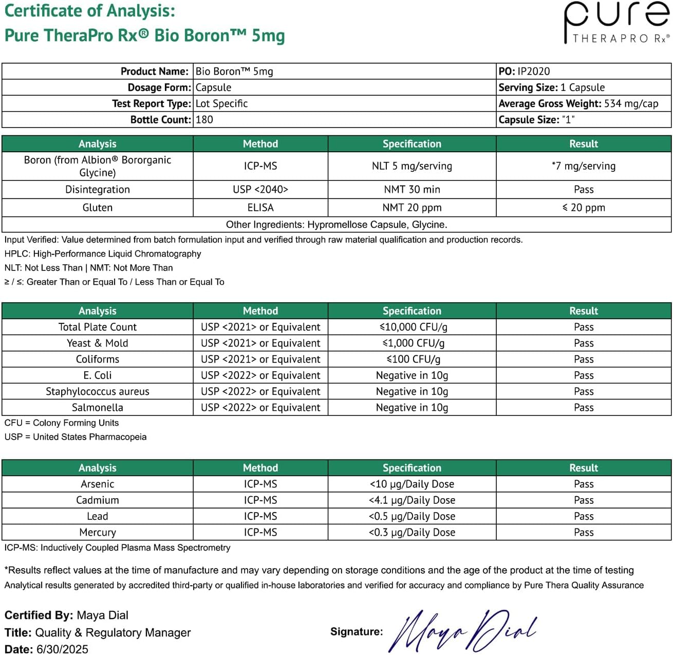 Pure TheraPro Rx Bio Boron – Bororganic Glycine Boron Supplement (5mg, 180 Capsules) - görsel 9