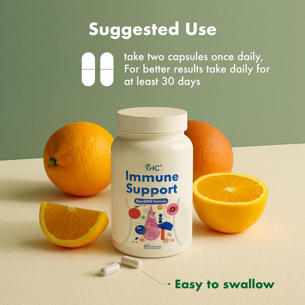 VHC Immune Support Complex – Vitamin C, E, Selenium, Quercetin, Beta-Glucans & More - görsel 5