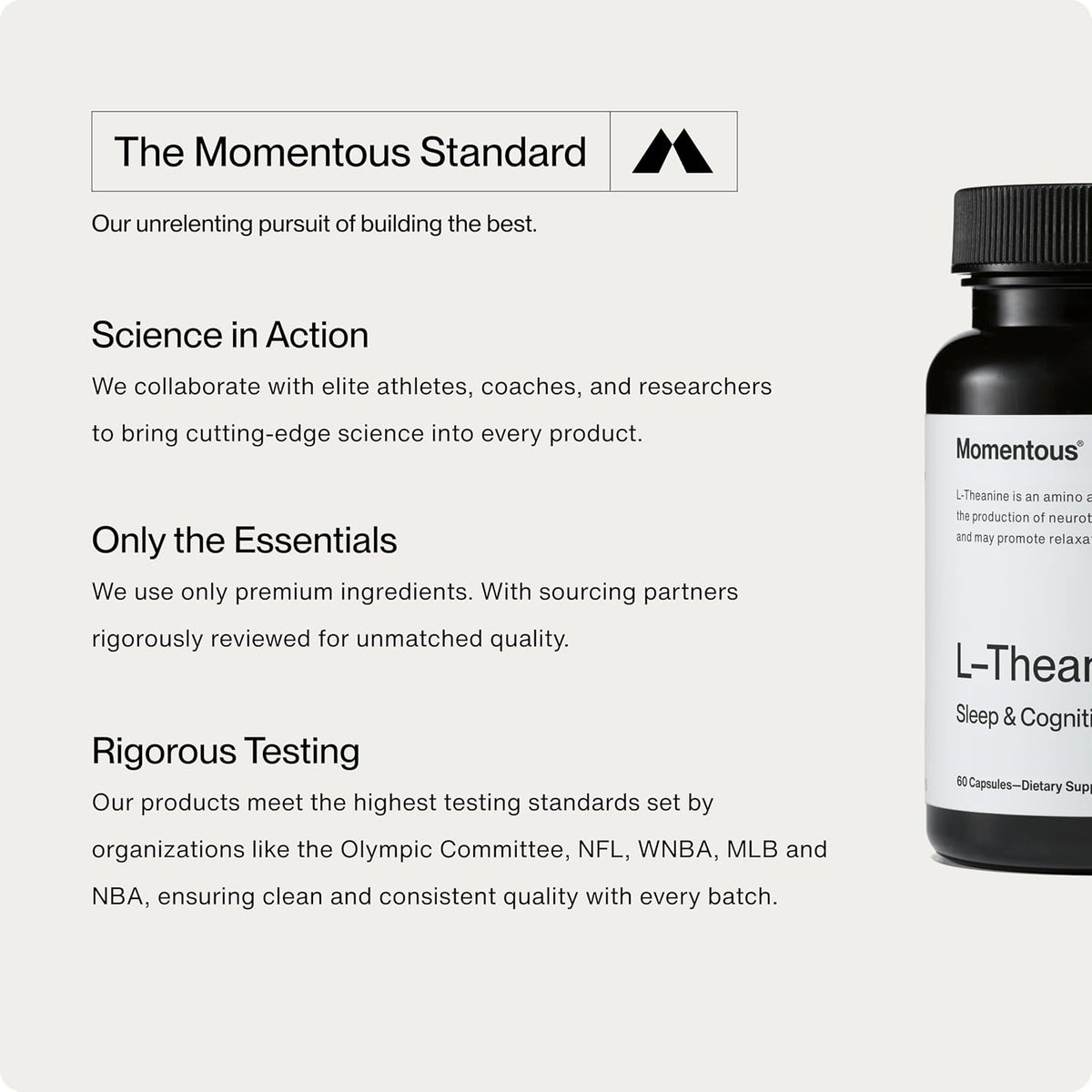 Momentous L-Theanine 200 mg - 60 Capsules - NSF Certified for Sport - görsel 5