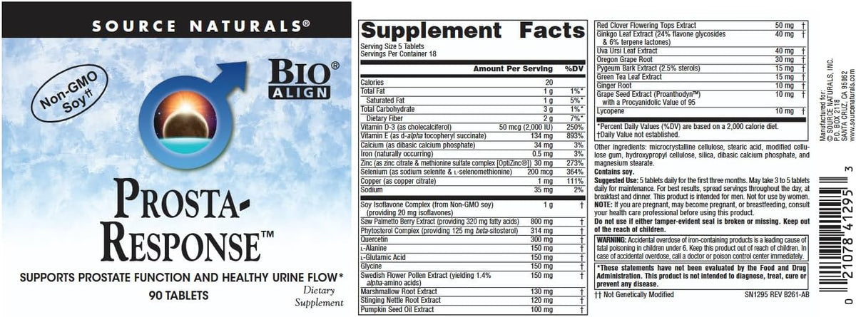 Source Naturals Prosta-Response – Men's Health Supplement with Saw Palmetto & Zinc – 90 Tablets - görsel 4