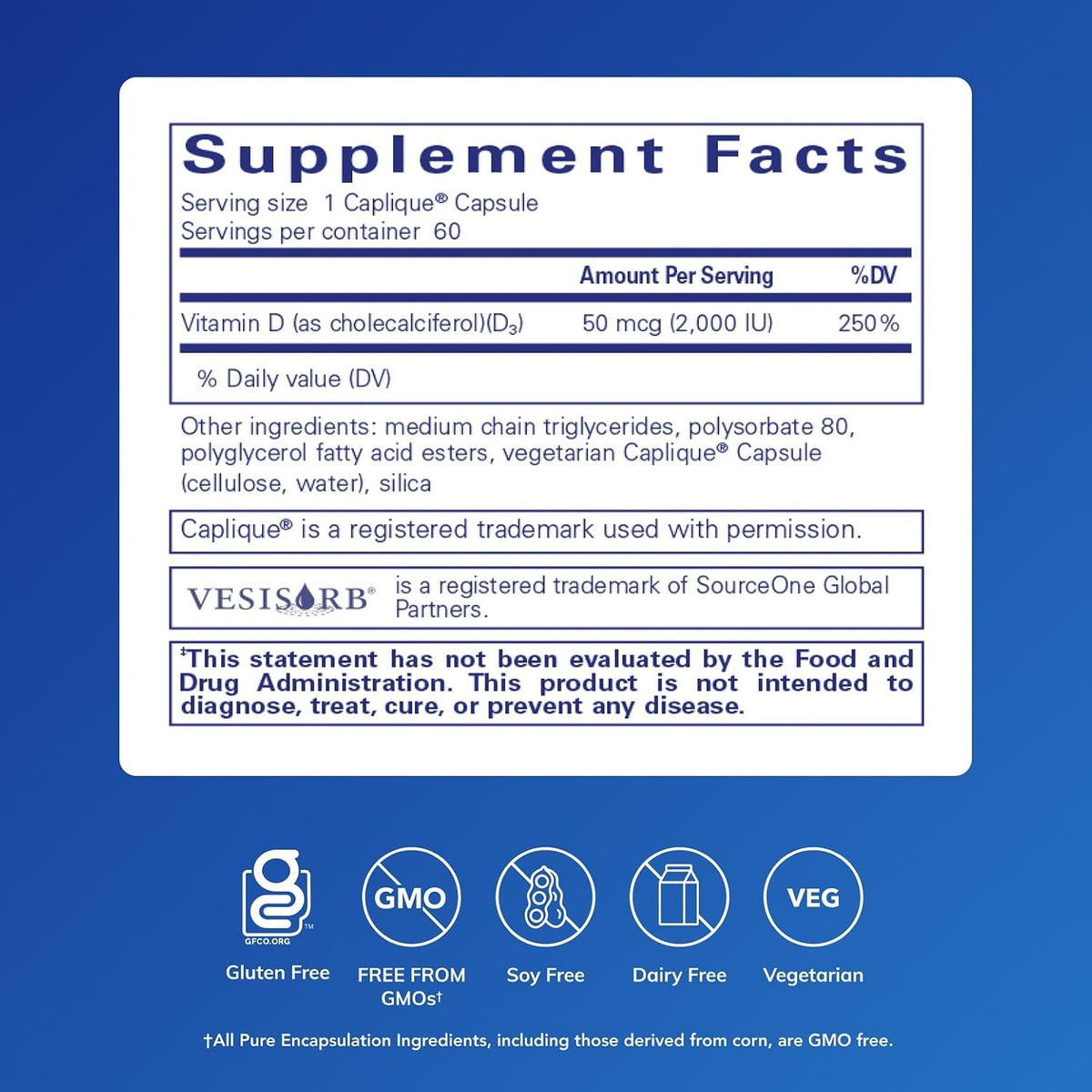 Pure Encapsulations Vitamin D3 VESIsorb – 60 Caplique Capsules - görsel 2