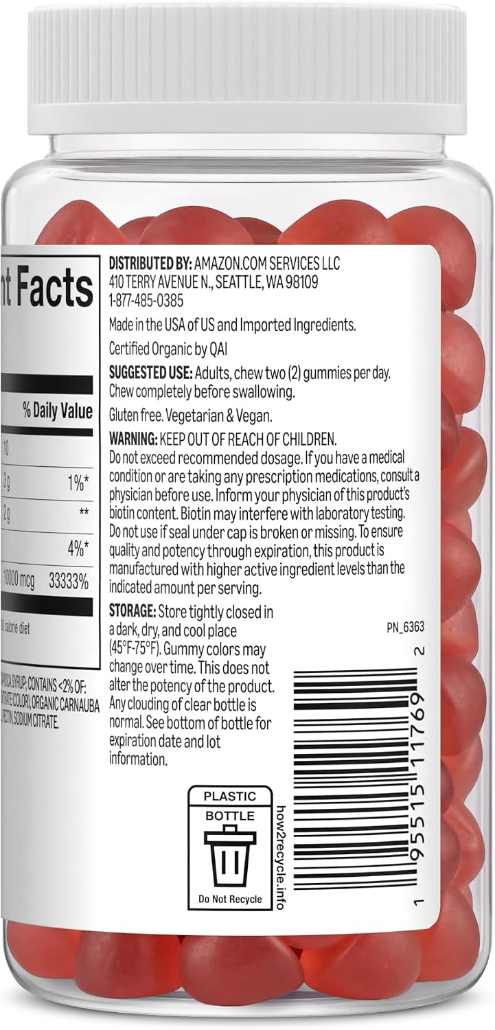 Amazon Basics Biotin 10,000mcg Gummy, 90 Gummies - görsel 6