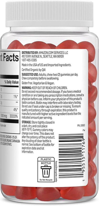 Amazon Basics Biotin 10,000mcg Gummy, 90 Gummies
