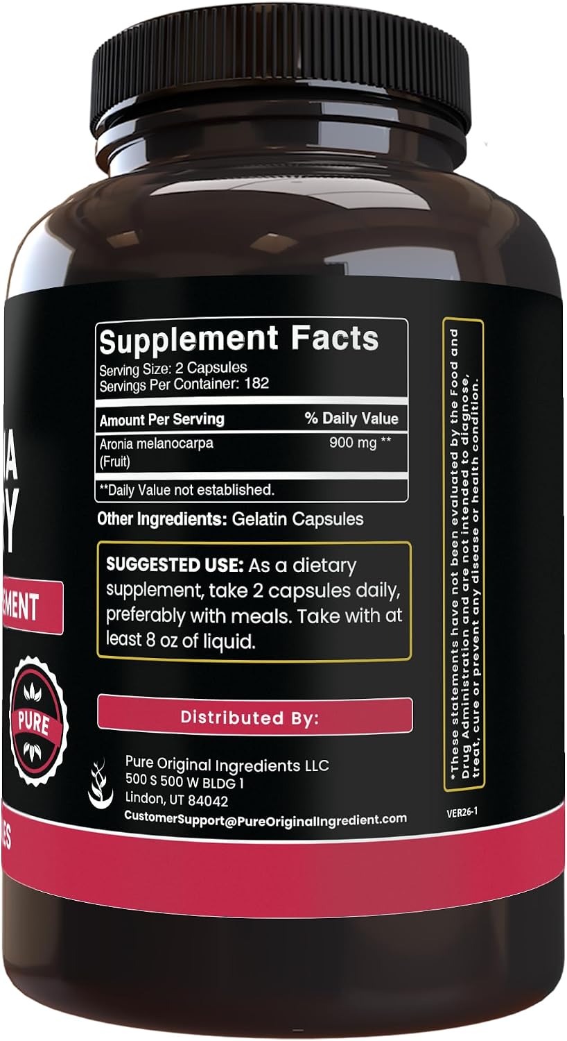 PURE ORIGINAL INGREDIENTS Aronia Berry Extract - 365 Capsules - Pure, No Additives, Lab Verified - görsel 3