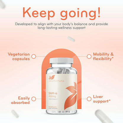 Clear Formulae Bioactive SAM-e 400mg - High-Strength SAM-e Food Supplement with Biologically Active S,S Form - Vegan, Non-GM, Preservative-Free - 90 Capsules