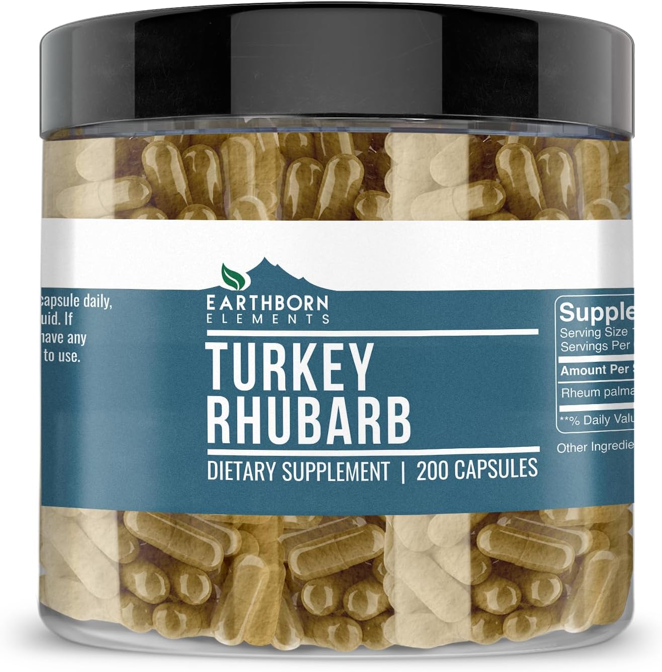 Earthborn Elements Turkey Rhubarb Extract 200 Capsules, Pure and Undiluted, No Additives - görsel 1