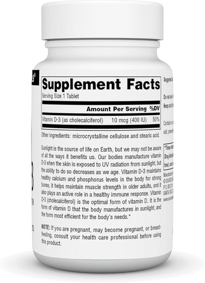 Source Naturals Vitamin D3 400 IU – 200 Tablets