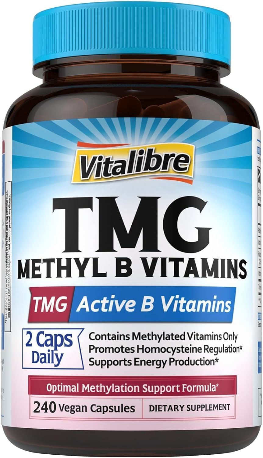 Vitalibre TMG Methyl B Complex – 5-MTHF Folate, B12 Methylcobalamin, TMG Trimethylglycine, 120 Vegan Capsules - görsel 8