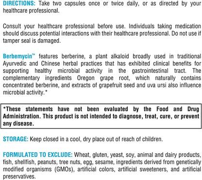 XYMOGEN Berbemycin - Berberine, Grape Root & Grapefruit Extract - Supports Healthy Microbial Balance & GI Health - Concentrated Berberine - Vegan, Gluten-Free & Dairy-free - 120 Capsules