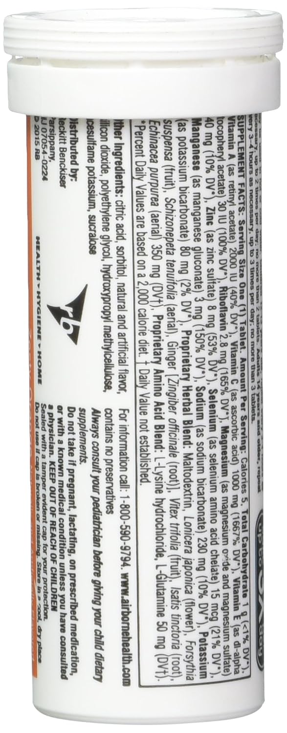 Airborne Zesty Orange Effervescent Tablets - 1000mg Vitamin C - Immune Support - 10 Tablets - görsel 2