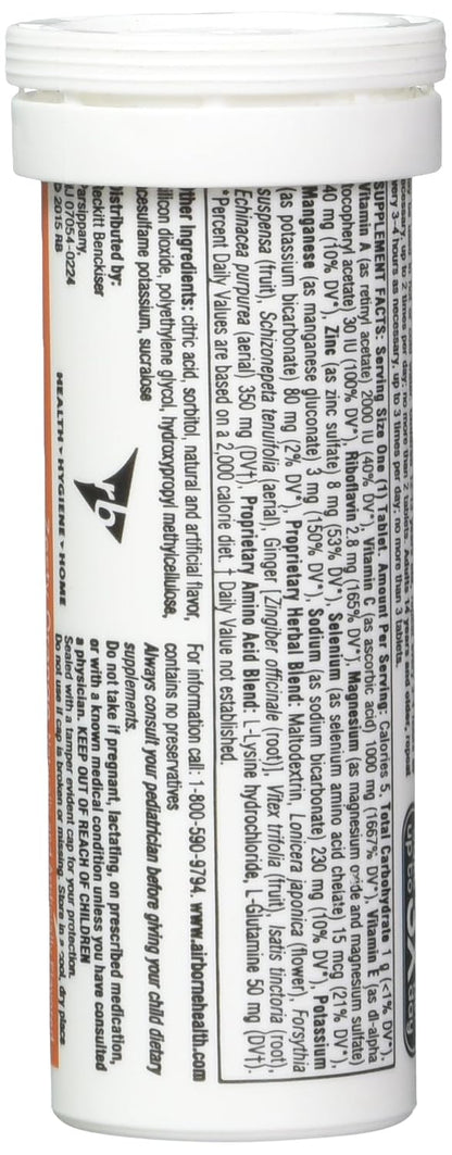 Airborne Zesty Orange Effervescent Tablets - 1000mg Vitamin C - Immune Support - 10 Tablets