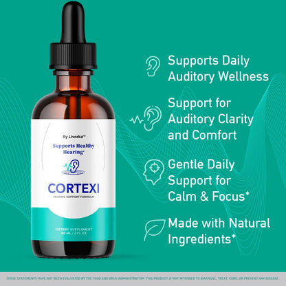 Cortexi Oral Drops – A Liquid Formula for Ear Health and Hearing Support – Pack of 2 Bottles (60-Day Supply)