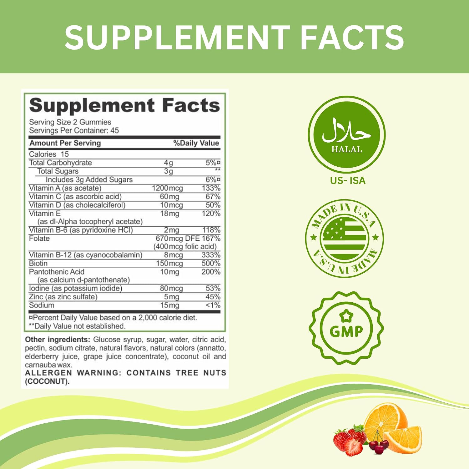 Greenfield Nutritions Halal Multivitamin Gummies for Adults – Gelatine-Free with Vitamin D3, B6, B12, Zinc & C (90 Gummies) - görsel 7
