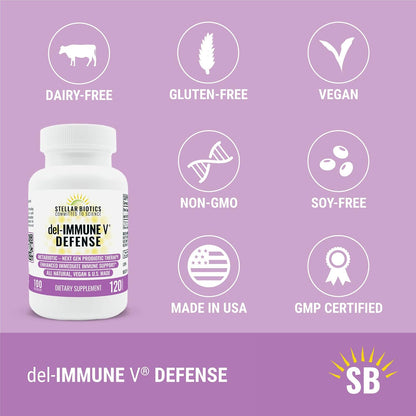 Del-Immune V® Defence - All-Natural Immune Support & Gut Health Metabiotic (120 Caps)